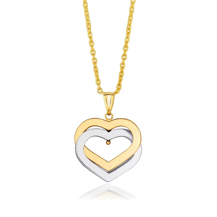 14k TwoTone Gold Intertwined Hearts Pendant MayaMila Rings