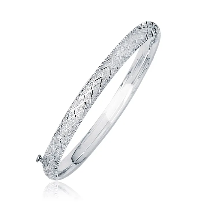 14k White Gold Weave Diamond Cut Dome Childrens Bangle MayaMila Bracelets 14k White Gold Weave Diamond Cut Dome Childrens Bangle MayaMila Bracelets