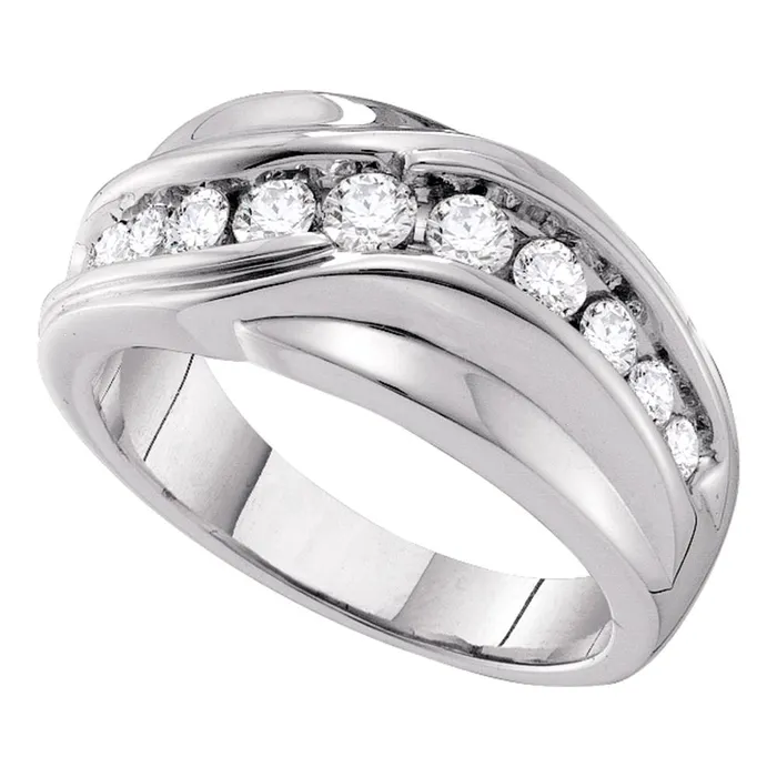 14kt White Gold Mens Round Diamond Curved Wedding Ring 100 Cttw mayamila Rings 14kt White Gold Mens Round Diamond Curved Wedding Ring 100 Cttw mayamila Rings