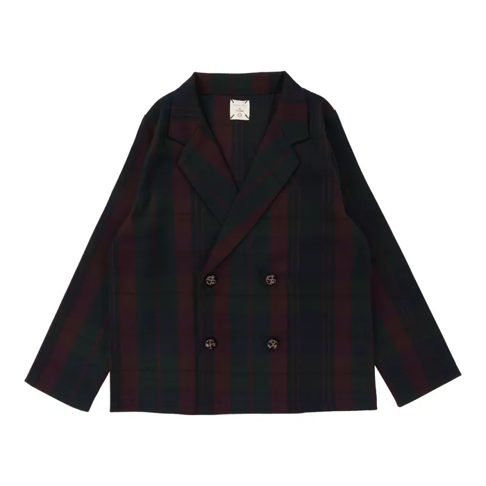 Analogie Plaid Blazer Burgundy Analogie Earrings