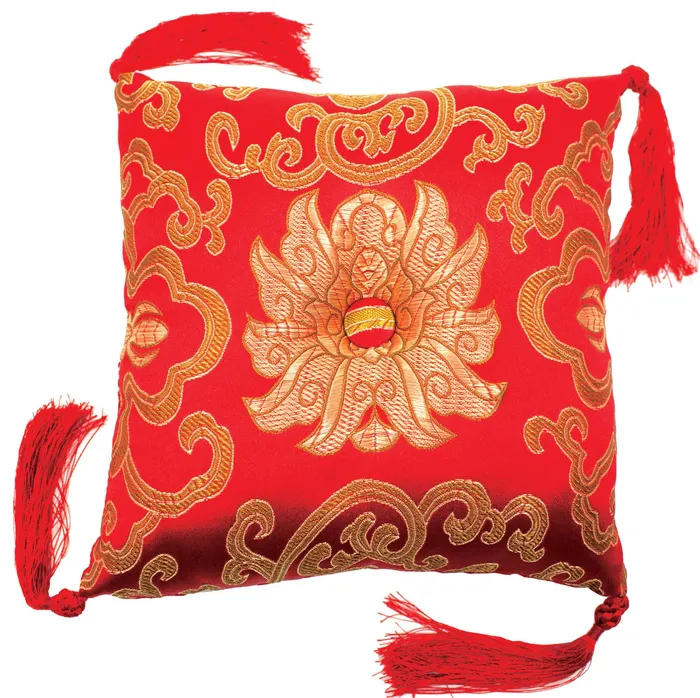 dZi Handmade Earrings Brocade Bowl Cushion Red 7