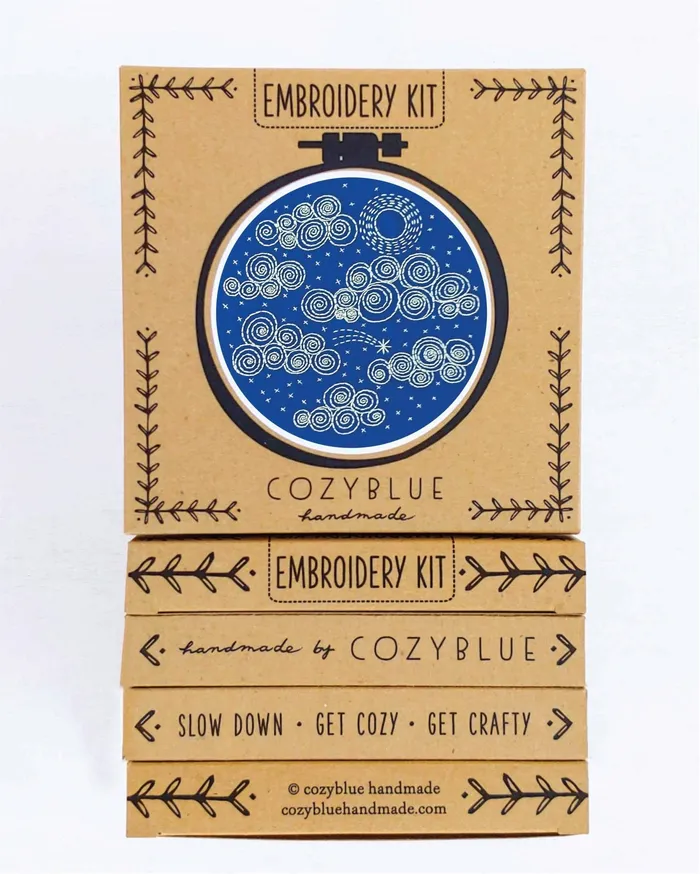 Earrings Night Sky Embroidery Kit cozyblue handmade