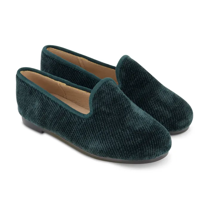 Earrings Zeebra Kids Corded Velvet Loafers Green Zeebra Kids