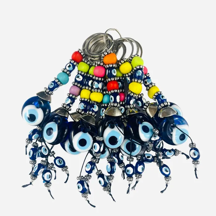 Evil Eye Keychain with Colorful Beads Handmade Protection Loli Necklaces