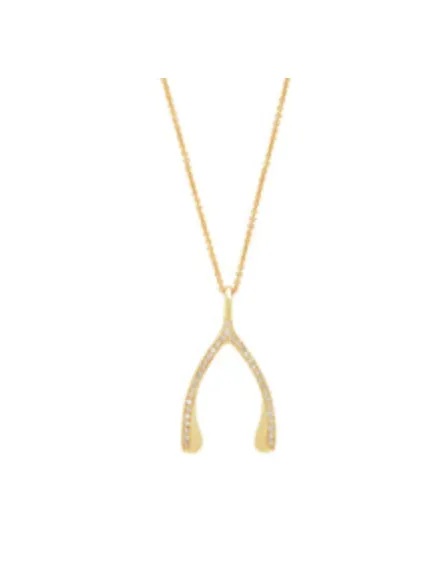 Jennifer Meyer Necklaces Wishbone Necklace with Diamonds 18K YG