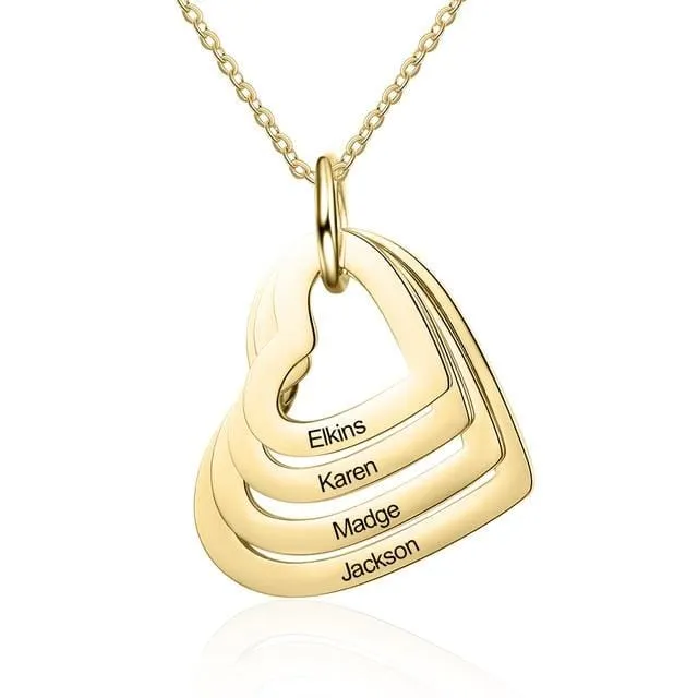 Juzan Jewelry Necklaces Personalized Four Hearts Necklace