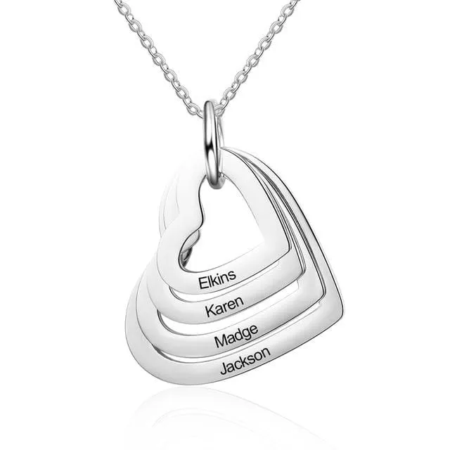 Juzan Jewelry Necklaces Personalized Four Hearts Necklace