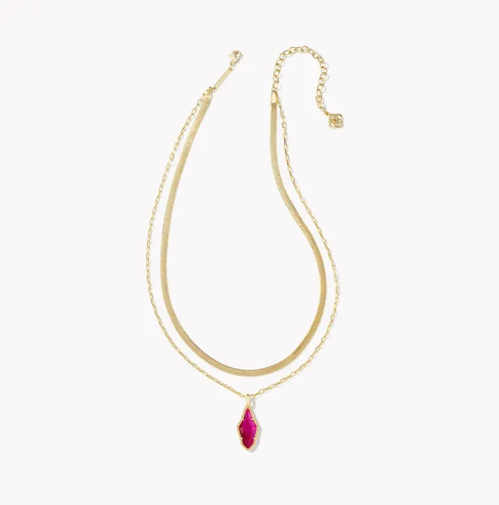 KENDRA SCOTT KENDRA SCOTT Evelyn Gold Multi Strand Necklace in Dark Magenta Illusion 9608875149 Necklaces