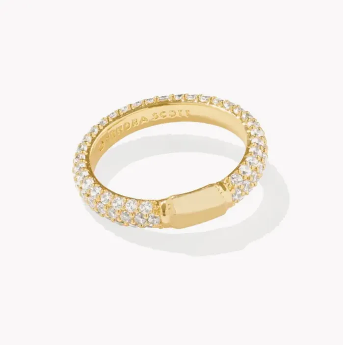 KENDRA SCOTT Rings KENDRA SCOTT Emery Gold Band Ring in White Crystal SZ6 9608874177 KENDRA SCOTT Rings KENDRA SCOTT Emery Gold Band Ring in White Crystal SZ6 9608874177