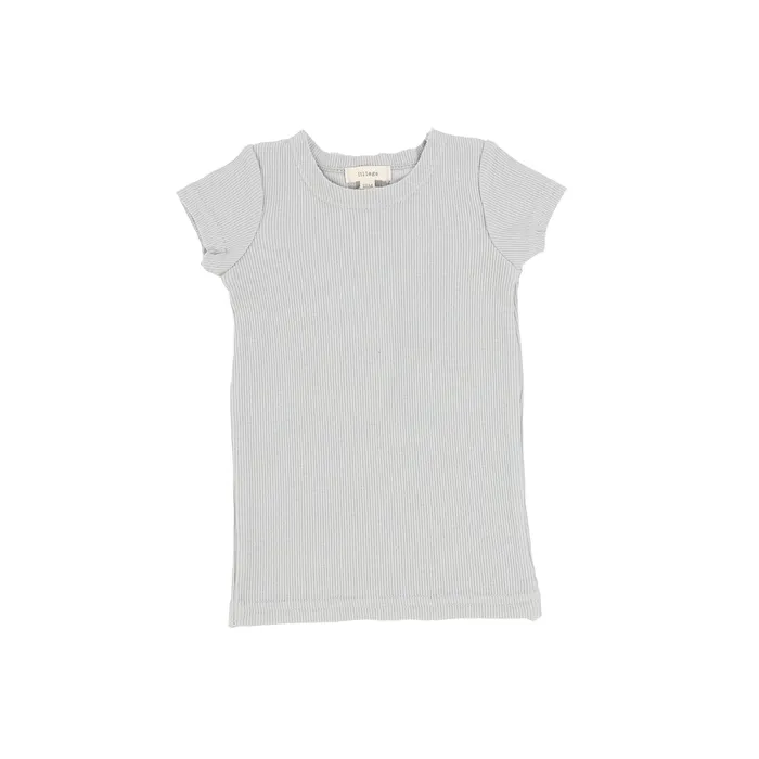 Lil Legs Ribbed Short Sleeve Tee Light Grey Lil Legs Necklaces