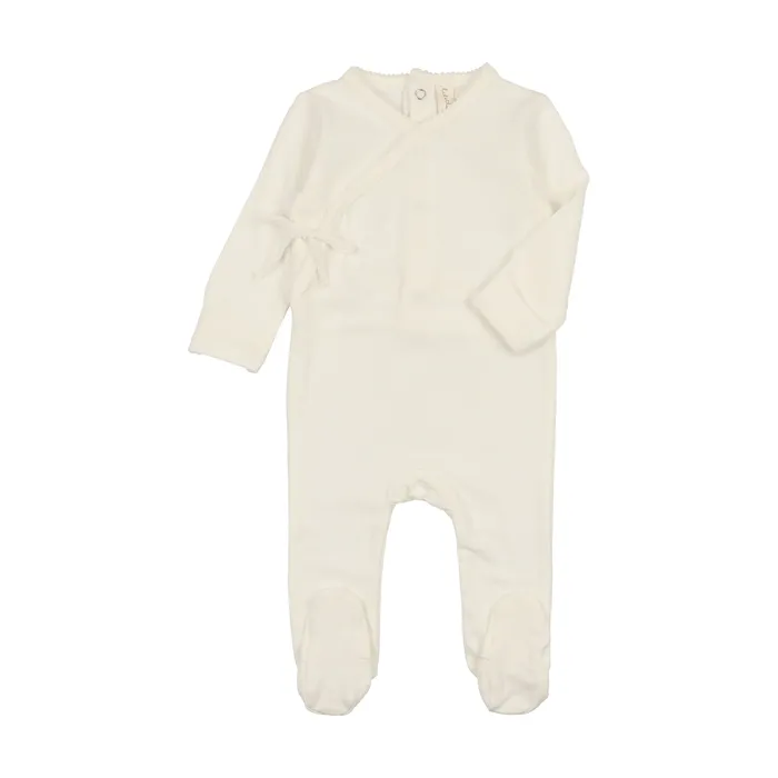 Lilette Brushed Cotton Wrapover Footie Winter White Lilette Rings