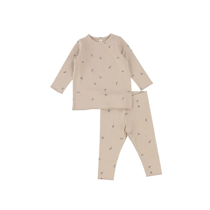 Lillette Long Sleeve Poppy Lounge Set Pale TaupePewter Lilette Earrings