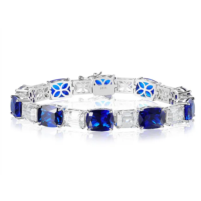 luxurious Royal Blue Tennis Bracelet in Sterling Silver shine of diamond Bracelets