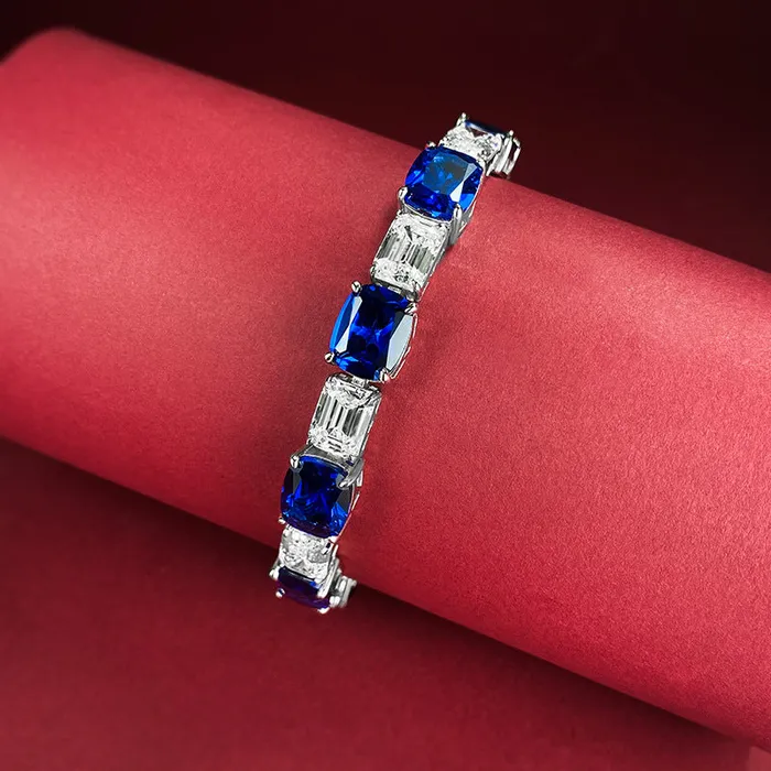 luxurious Royal Blue Tennis Bracelet in Sterling Silver shine of diamond Bracelets