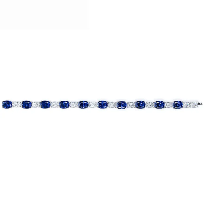 luxurious Royal Blue Tennis Bracelet in Sterling Silver shine of diamond Bracelets