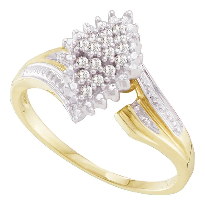 mayamila 10kt Yellow Twotone Gold Womens Round Prongset Diamond Oval Cluster Ring 18 Cttw Rings mayamila 10kt Yellow Twotone Gold Womens Round Prongset Diamond Oval Cluster Ring 18 Cttw Rings