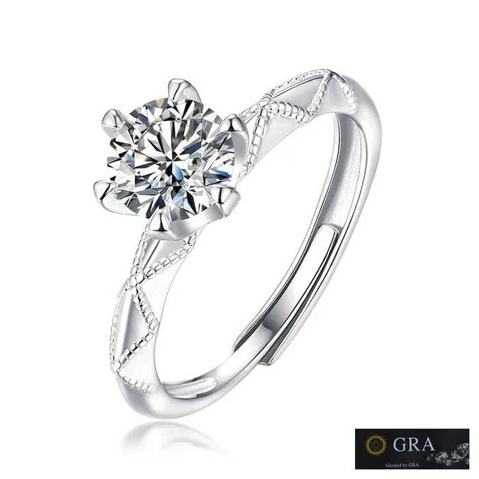 Mystic Flavia Rings Chicago Solitaire MOISSANITE Silver Ring