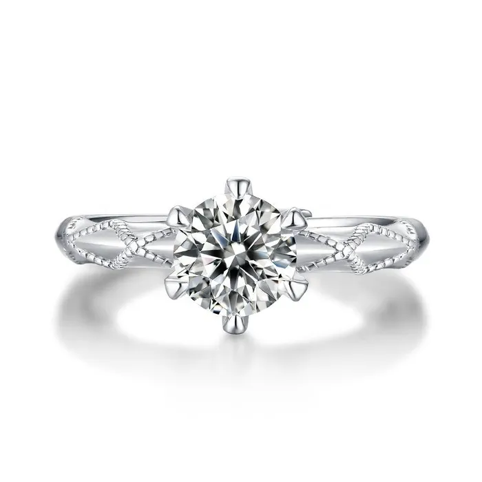 Mystic Flavia Rings Chicago Solitaire MOISSANITE Silver Ring