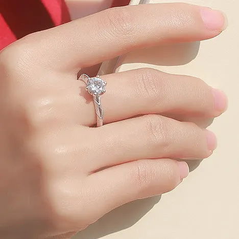 Mystic Flavia Rings Chicago Solitaire MOISSANITE Silver Ring