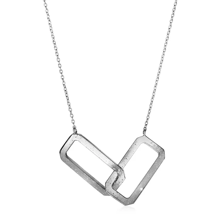 Necklace with Interlocking Open Rectangles in Sterling Silver MayaMila Necklaces Necklace with Interlocking Open Rectangles in Sterling Silver MayaMila Necklaces