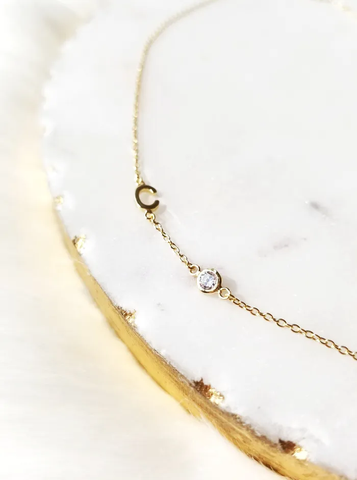 Necklaces ellie k co Initial CZ Necklace