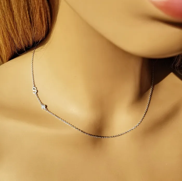 Necklaces ellie k co Initial CZ Necklace