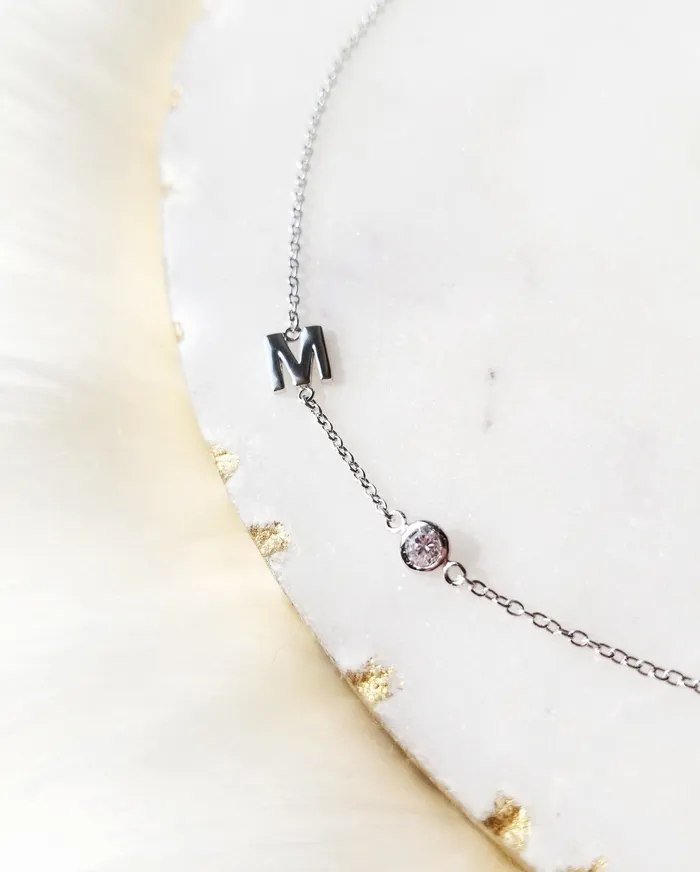 Necklaces ellie k co Initial CZ Necklace