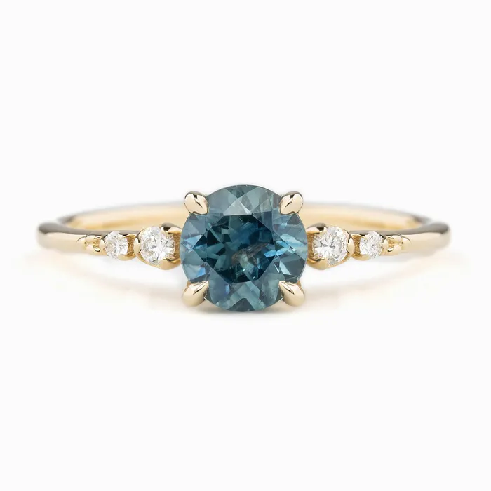 Rings Envero Jewelry Estel Fleur Four Prongs Ring 115ct Parti Blue Green Montana Sapphire 14K Yellow Gold One of a kind Rings Envero Jewelry Estel Fleur Four Prongs Ring 115ct Parti Blue Green Montana Sapphire 14K Yellow Gold One of a kind