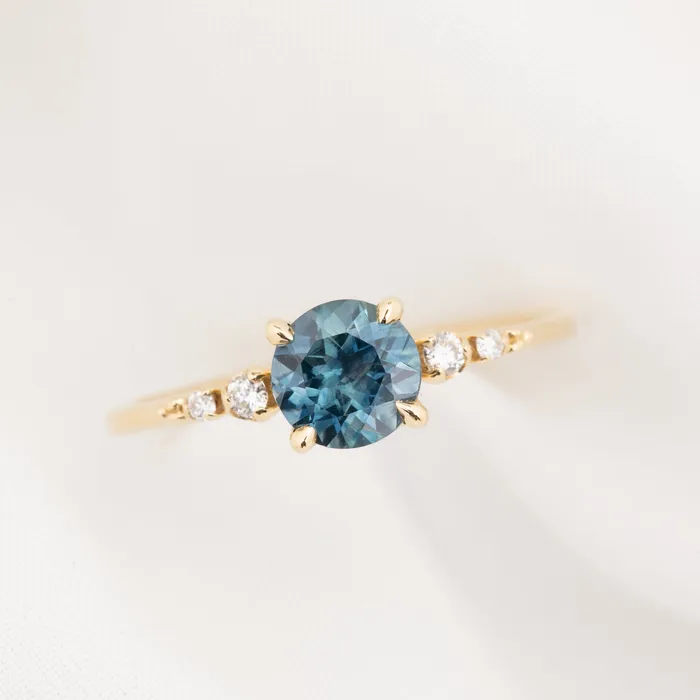 Rings Envero Jewelry Estel Fleur Four Prongs Ring 115ct Parti Blue Green Montana Sapphire 14K Yellow Gold One of a kind Rings Envero Jewelry Estel Fleur Four Prongs Ring 115ct Parti Blue Green Montana Sapphire 14K Yellow Gold One of a kind