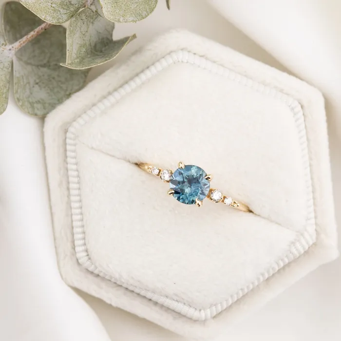 Rings Envero Jewelry Estel Fleur Four Prongs Ring 115ct Parti Blue Green Montana Sapphire 14K Yellow Gold One of a kind Rings Envero Jewelry Estel Fleur Four Prongs Ring 115ct Parti Blue Green Montana Sapphire 14K Yellow Gold One of a kind