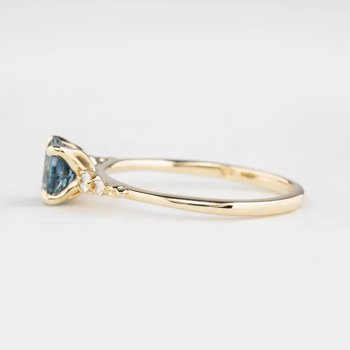 Rings Envero Jewelry Estel Fleur Four Prongs Ring 115ct Parti Blue Green Montana Sapphire 14K Yellow Gold One of a kind Rings Envero Jewelry Estel Fleur Four Prongs Ring 115ct Parti Blue Green Montana Sapphire 14K Yellow Gold One of a kind