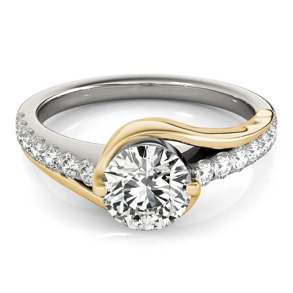Rings mayamila 14K TwoTone Gold Curved Split Shank Style Round Diamond Engagement Ring 1 14 ct tw