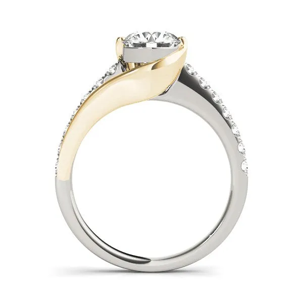 Rings mayamila 14K TwoTone Gold Curved Split Shank Style Round Diamond Engagement Ring 1 14 ct tw