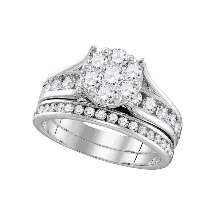 Rings mayamila 14kt White Gold Womens Round Diamond Cluster Bridal Wedding Engagement Ring Band Set 112 Cttw Rings mayamila 14kt White Gold Womens Round Diamond Cluster Bridal Wedding Engagement Ring Band Set 112 Cttw