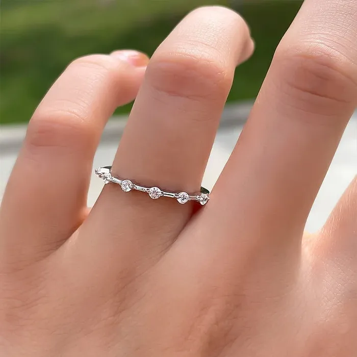 shineofdiamond Rings 2PCS Emerald Cut Bridal Set Rings In Sterling Silver