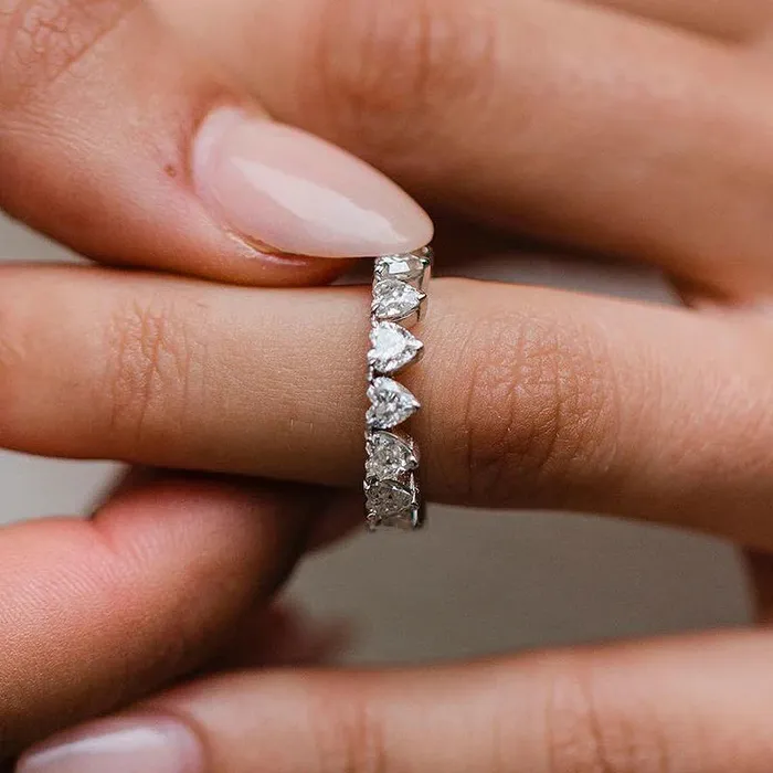 Shineofdiamond Rings Unique Design Full Heart Cut Wedding Band In Sterling Silver Shineofdiamond Rings Unique Design Full Heart Cut Wedding Band In Sterling Silver