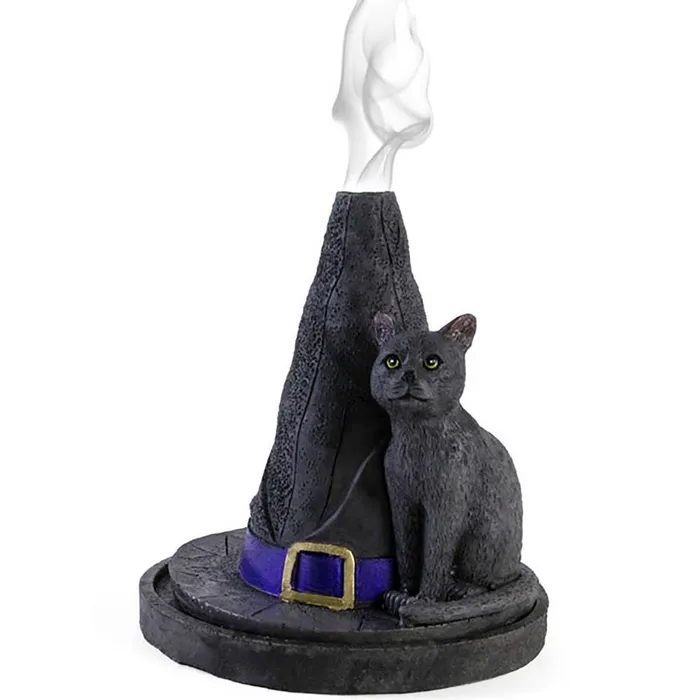 Witch Hat With Cat Incense Cone Holder Something Different Wholesale Necklaces