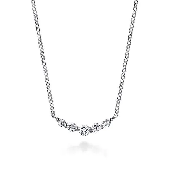 14K White Gold White Sapphire Bar Necklace GABRIEL CO Necklaces