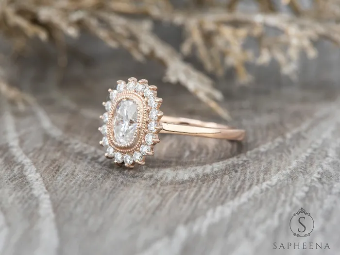 Allegra 100 Ct Cushion Cut Halo Engagement Ring Sapheena Jewelry Rings