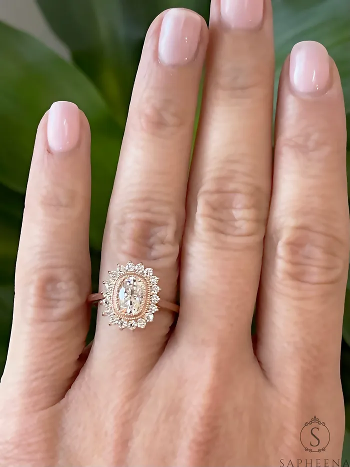 Allegra 100 Ct Cushion Cut Halo Engagement Ring Sapheena Jewelry Rings