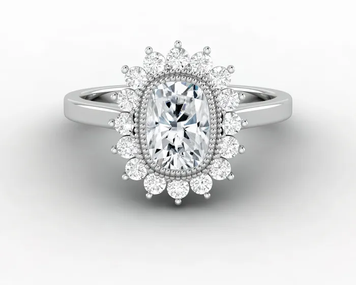 Allegra 100 Ct Cushion Cut Halo Engagement Ring Sapheena Jewelry Rings