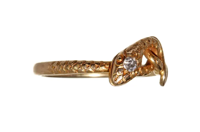 Bell Bird Antiques Rings Edwardian Gold Diamond Snake Ring