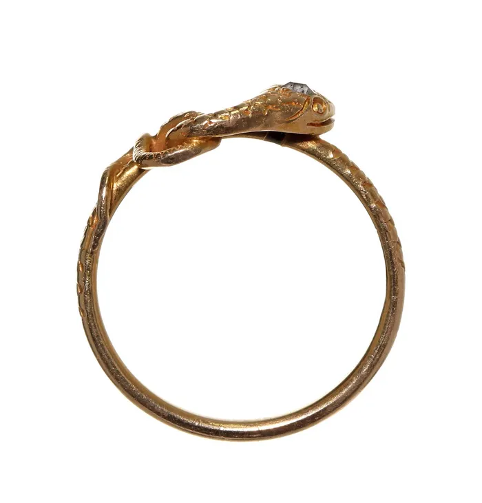 Bell Bird Antiques Rings Edwardian Gold Diamond Snake Ring