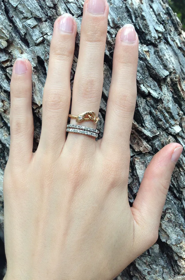 Bell Bird Antiques Rings Edwardian Gold Diamond Snake Ring