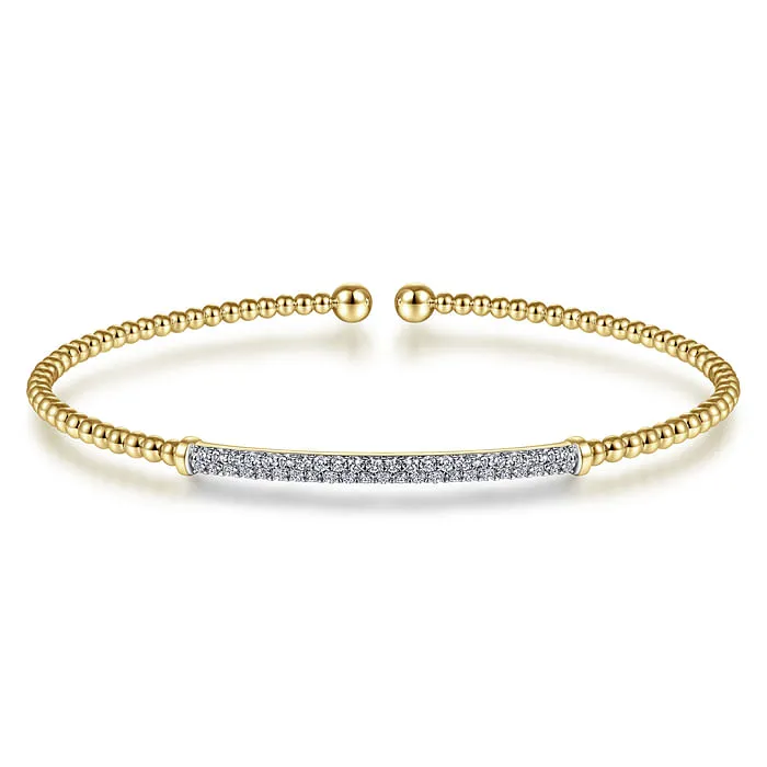 Bracelets 14K Yellow Gold Bujukan Diamond Bar Split Bangle GABRIEL CO