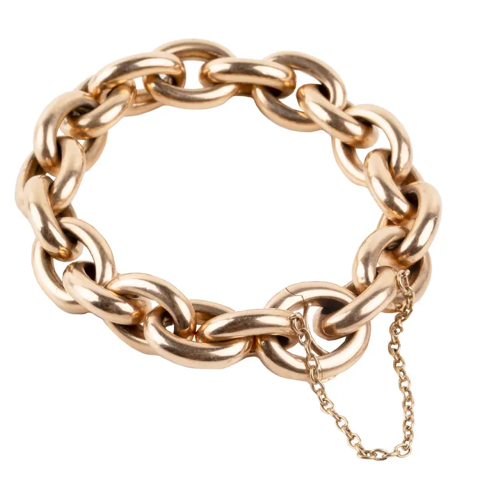 Bracelets Bell Bird Antiques Antique Rose Gold Cable Link Bracelet