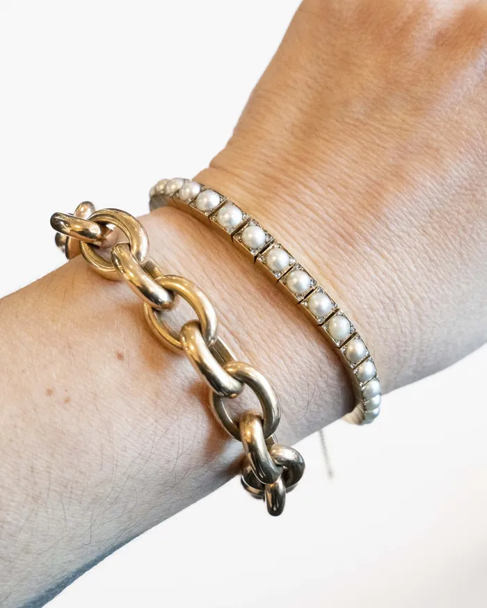 Bracelets Bell Bird Antiques Antique Rose Gold Cable Link Bracelet