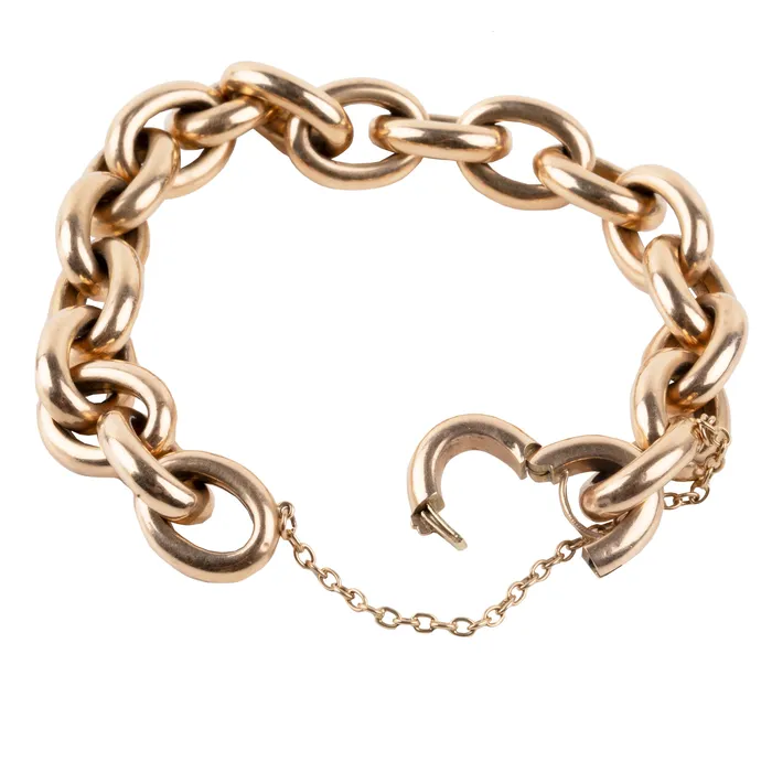 Bracelets Bell Bird Antiques Antique Rose Gold Cable Link Bracelet