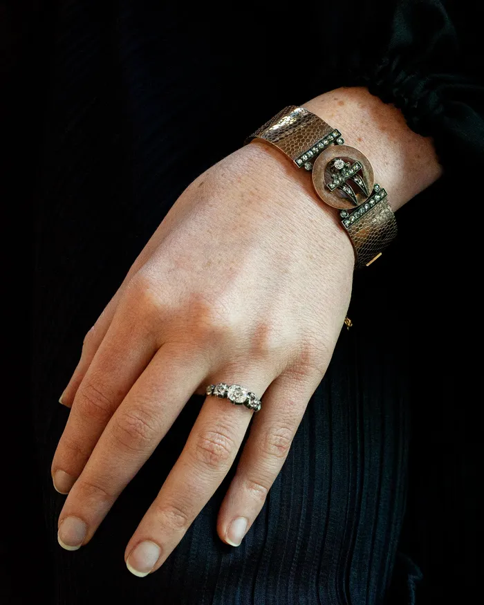 Bracelets Bell Bird Antiques Victorian Era Diamond Buckle Bangle