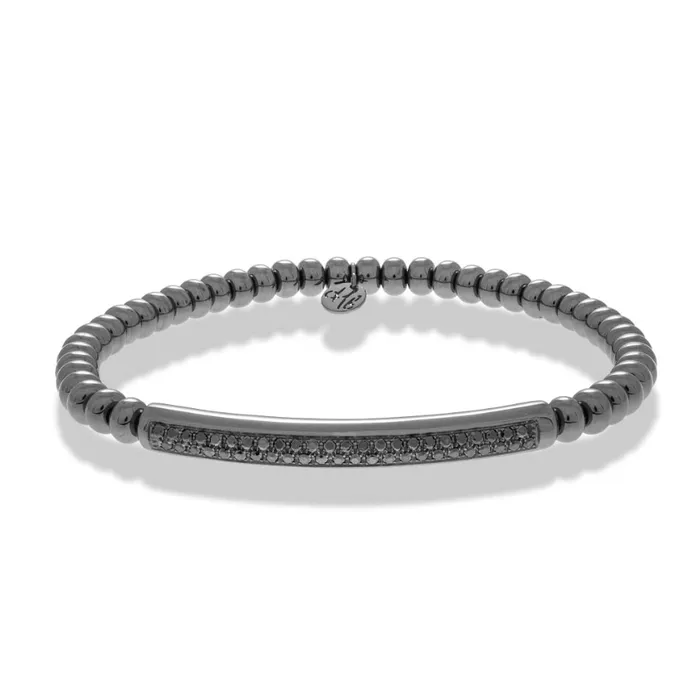 Bracelets Black Diamond Bar Bead Stretch Bracelet HULCHI BELLUNI